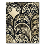 Elegant Black and Gold Damask Arch Rug