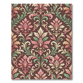 Ornate Floral Scrollwork Brown Rug