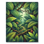 Lush Green Tropical Foliage Jungle View Rug