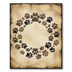 Rustic Earthy Paw Print Circular Border Rug