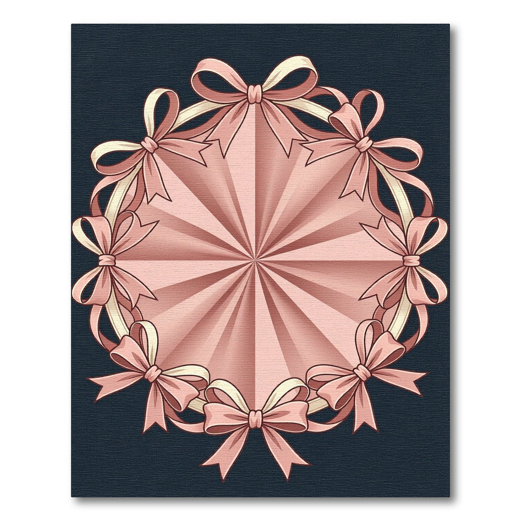 Blush Pink Bow Ribbon Circular Medallion Rug