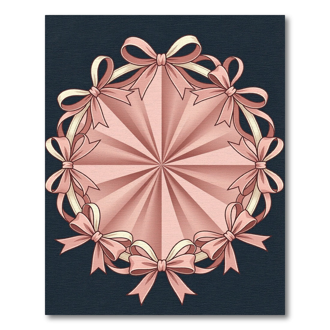 Blush Pink Bow Ribbon Circular Medallion Rug