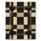 Neutral Bison Plaid Geometric Grid Rug
