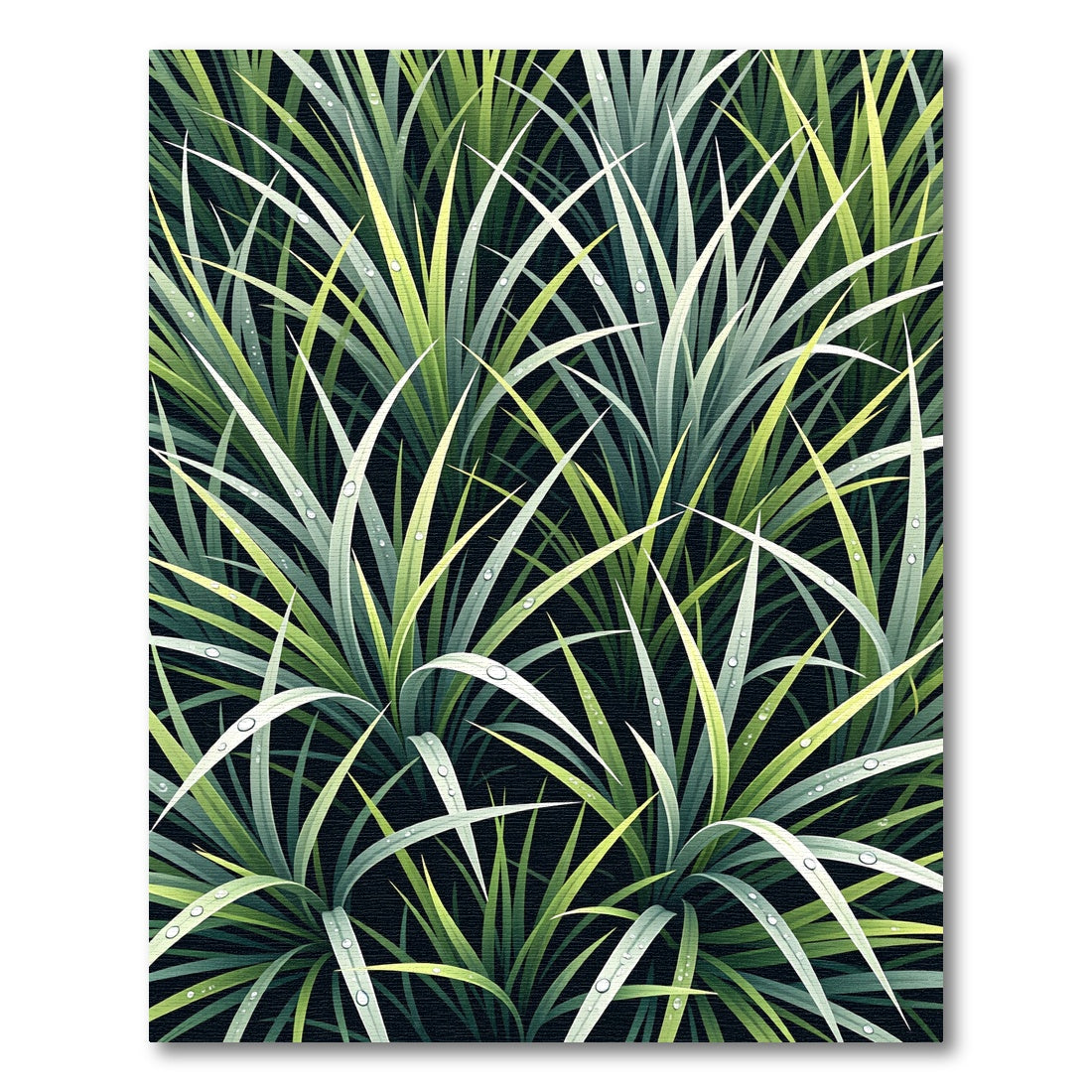 Lush Green Tropical Foliage Blade Rug