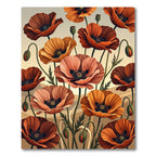 Vibrant Orange Poppy Field Floral Rug