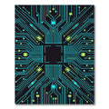 Cyan Circuit Board Geometric Lines Rug