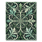 Green Foliage Swirl Symmetrical Rug