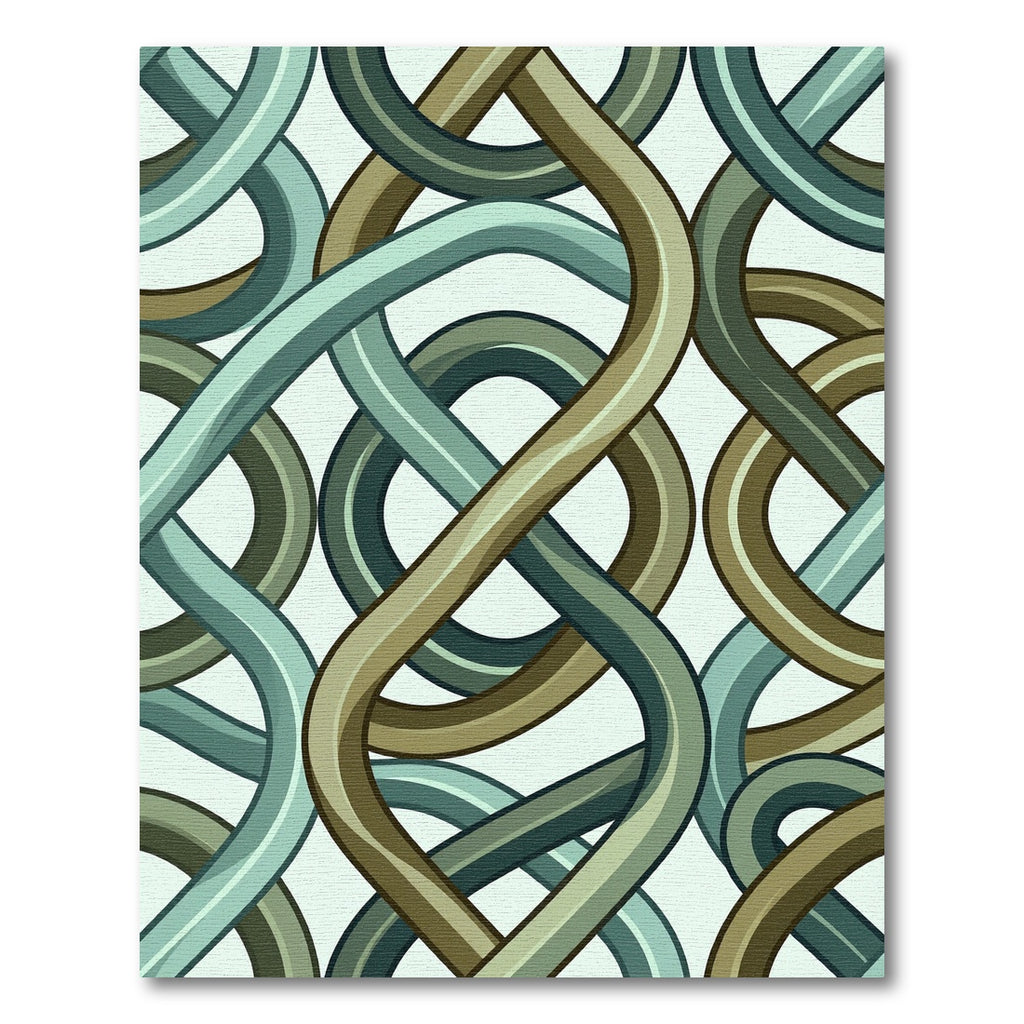 Intertwined Teal Brown Ribbon Weave Rug