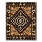 Geometric Earth Brown Fish Medallion Rug