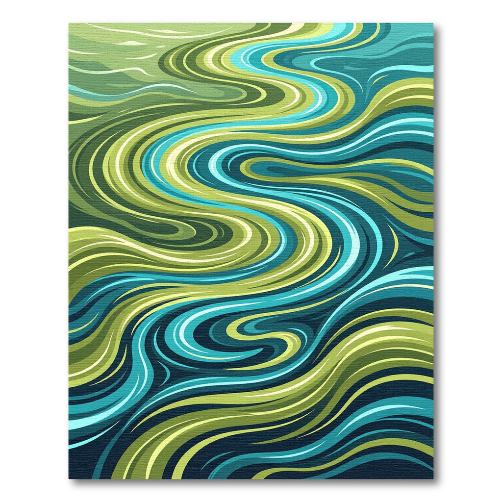 Abstract Teal Green Swirl Flow Rug