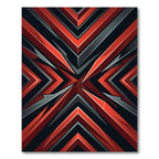 Radiant Crimson Black Abstract Geometric Rug
