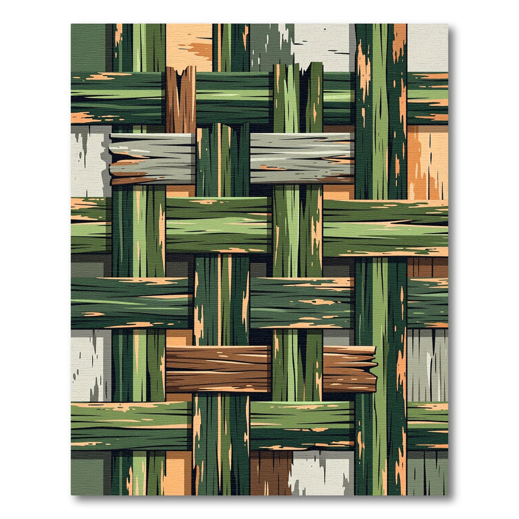 Woven Green Wood Texture Rug