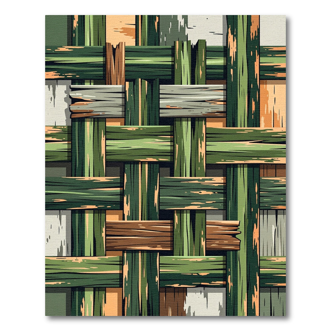 Woven Green Wood Texture Rug