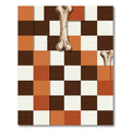 Brown White Orange Bone Checkerboard Rug