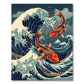 Great Wave Imperial Koi Carp Art Rug