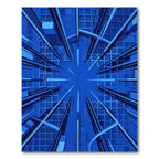 Modern Geometric Blue Perspective Grid Rug