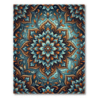 Teal and Amber Ornate Floral Medallion Rug