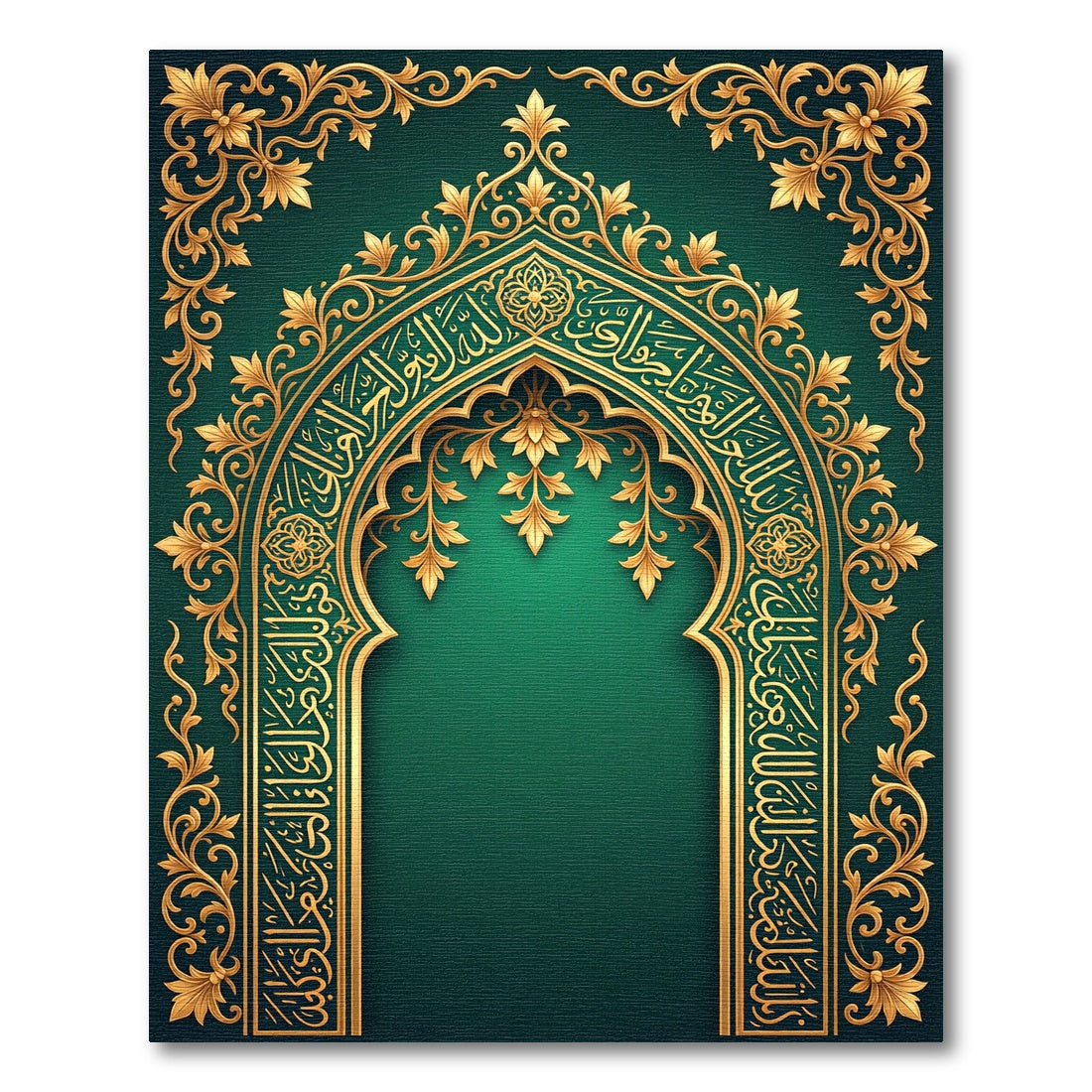 Emerald Gold Ornate Arch Foliage Rug