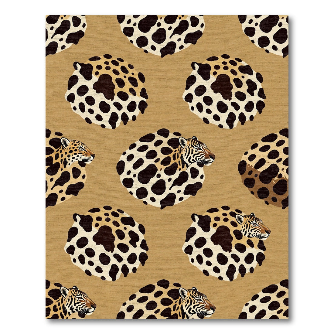 Retro Leopard Spots Round Faces Rug