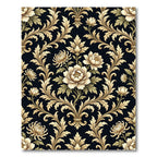 Ornate Gold Floral Damask Rug
