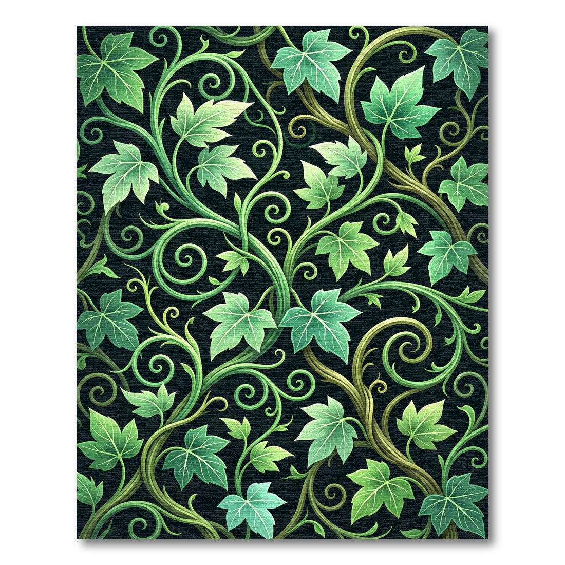 Lush Emerald Ivy Vine Botanical Rug
