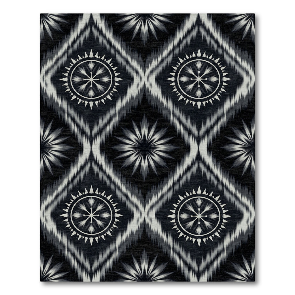 Monochromatic Ikat Sun Medallions Rug