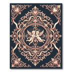 Pink Cherub Heart Scrollwork Medallion Rug
