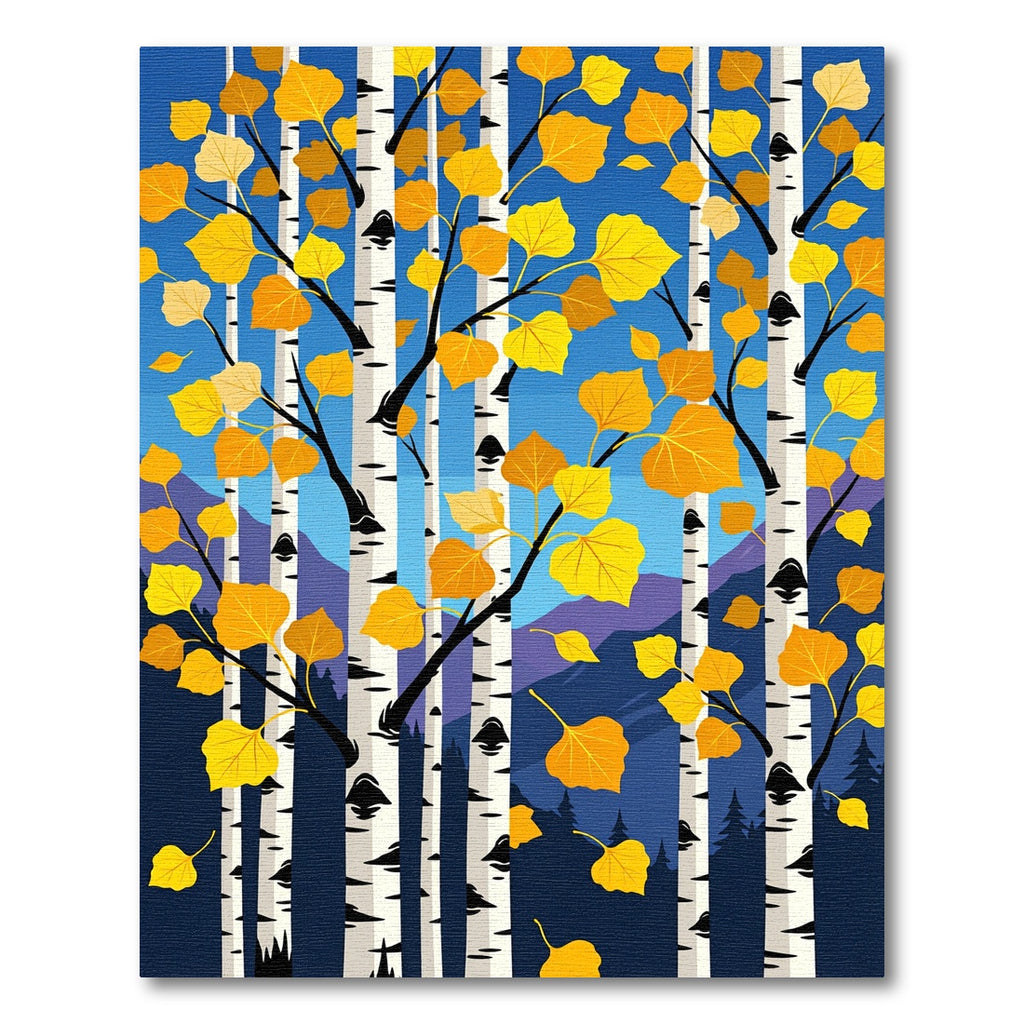 Golden Aspen Forest Landscape Art Rug