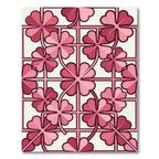 Pink Clover Grid Floral Art Rug