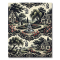 Victorian Rose Garden Village Scene Rug