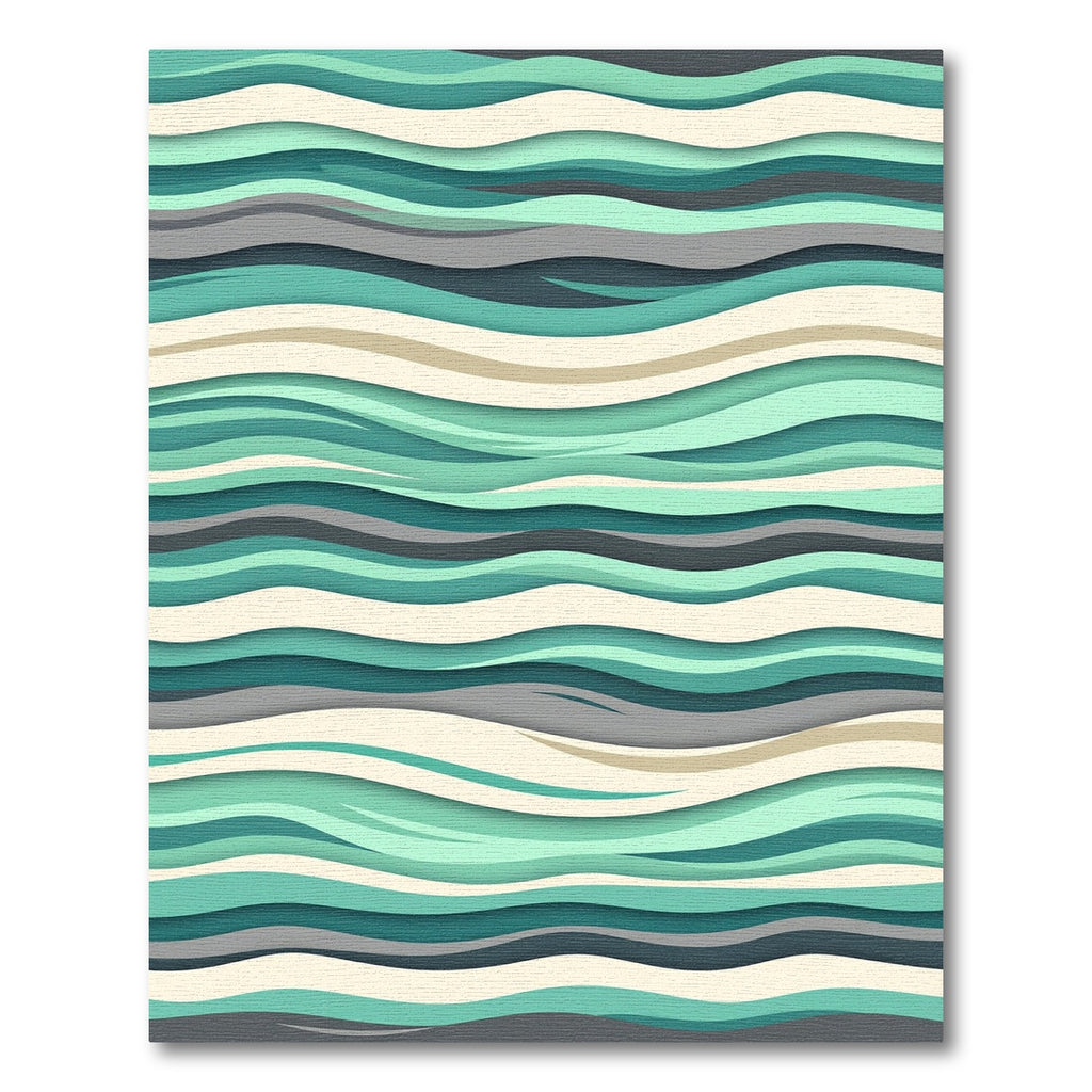 Teal Beige Gray Abstract Wave Rug