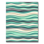 Teal Beige Gray Abstract Wave Rug