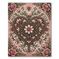 Floral Heart Embossed Blush Pink Art Rug