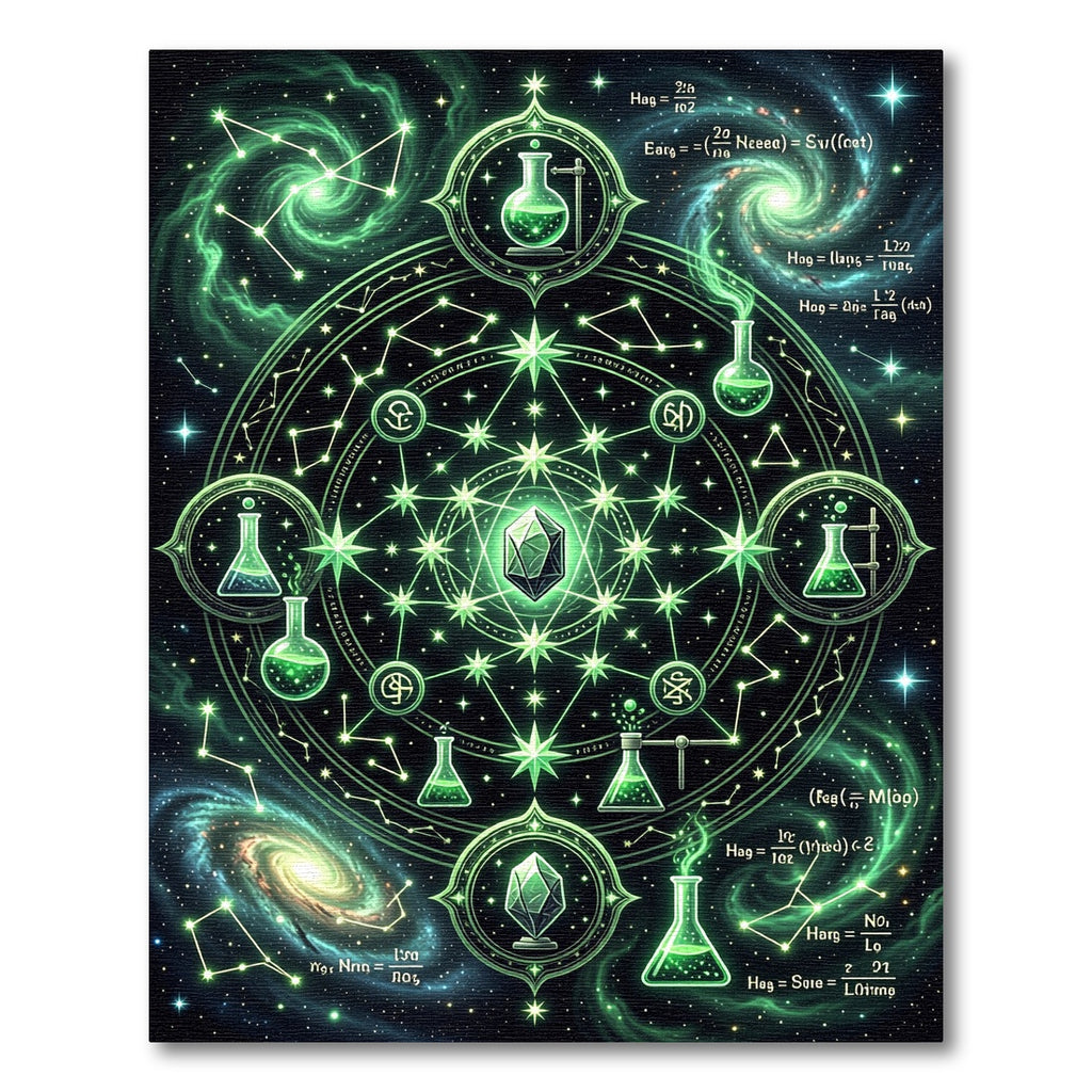Luminous Green Cosmic Alchemy Crystal Rug