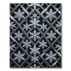 Dark Silver Geometric Snowflake Lattice Rug