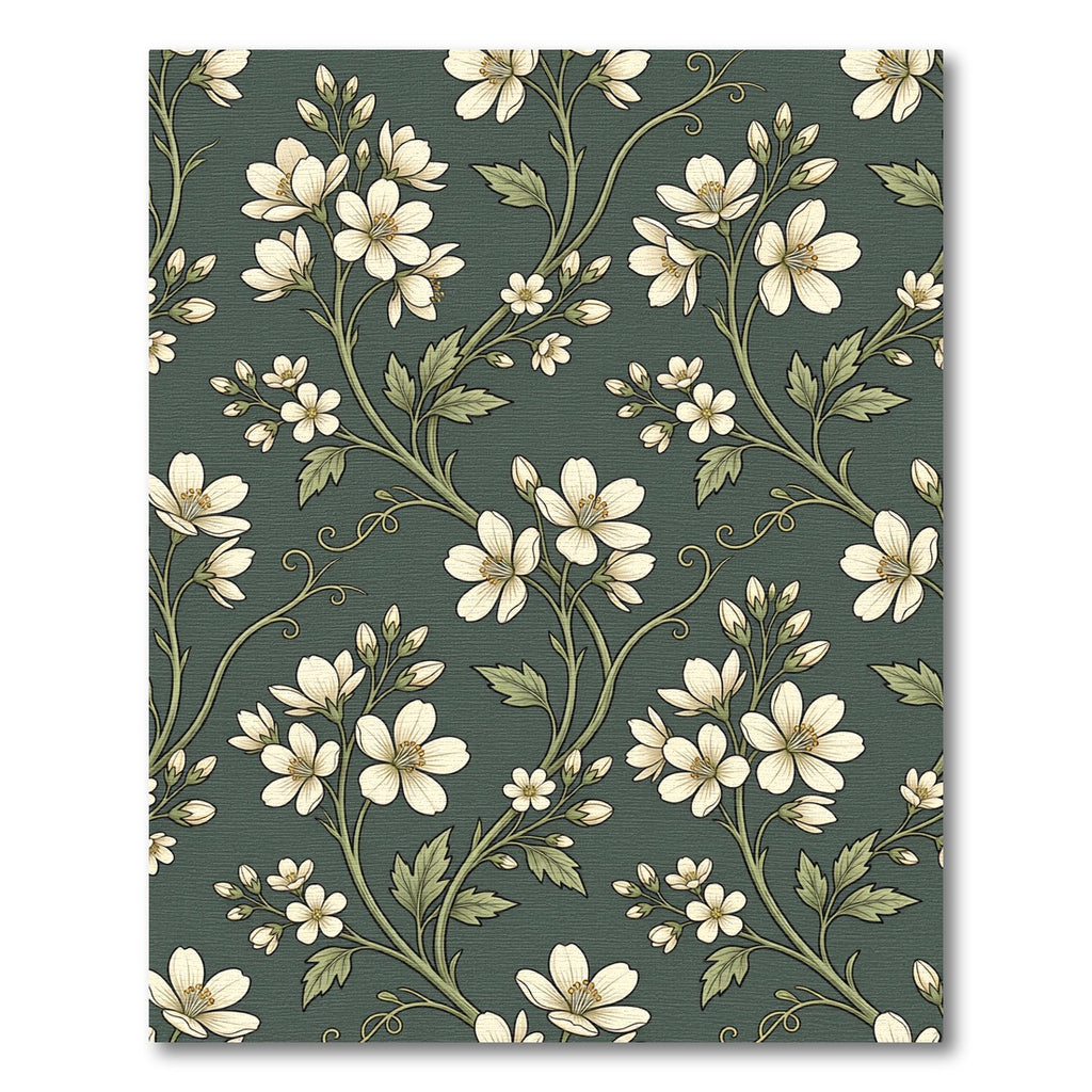 Vintage Olive Floral Botanical Meadow Rug