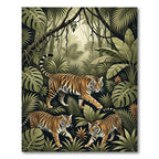 Vibrant Tiger Jungle Foliage Art Rug