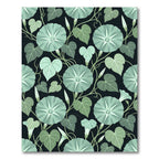 Muted Green Morning Glory Floral Vine Rug