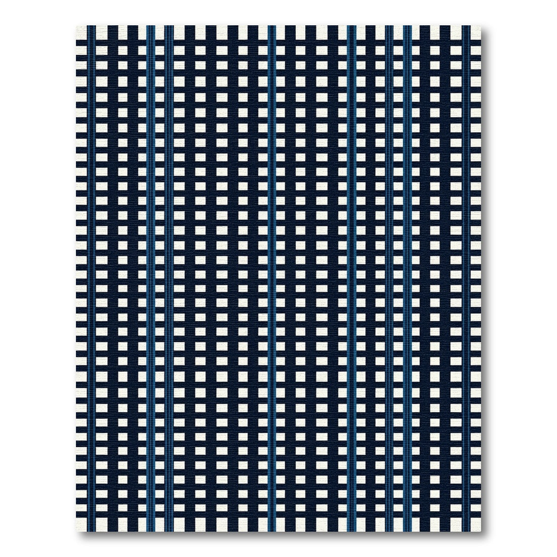Navy Blue White Grid Stripe Rug