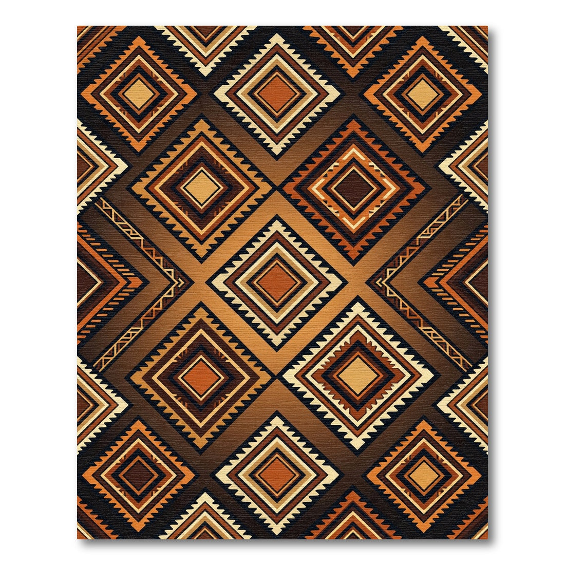 Earthy Geometric Brown Diamond Tile Rug