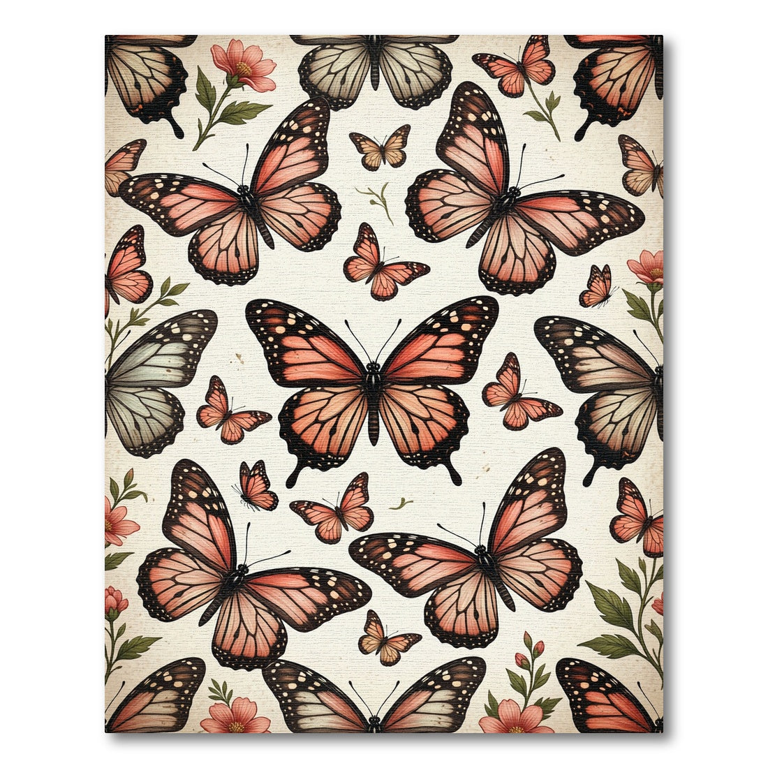 Whimsical Peach Butterfly Garden Art Rug
