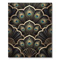 Art Deco Black Gold Peacock Feathers Rug