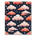 Whimsical Pink Cloud and Star Sky Rug