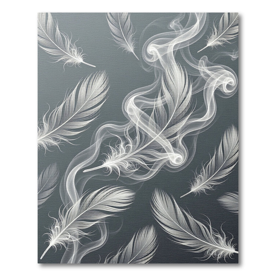Ethereal White Smoke Feather Composition Rug