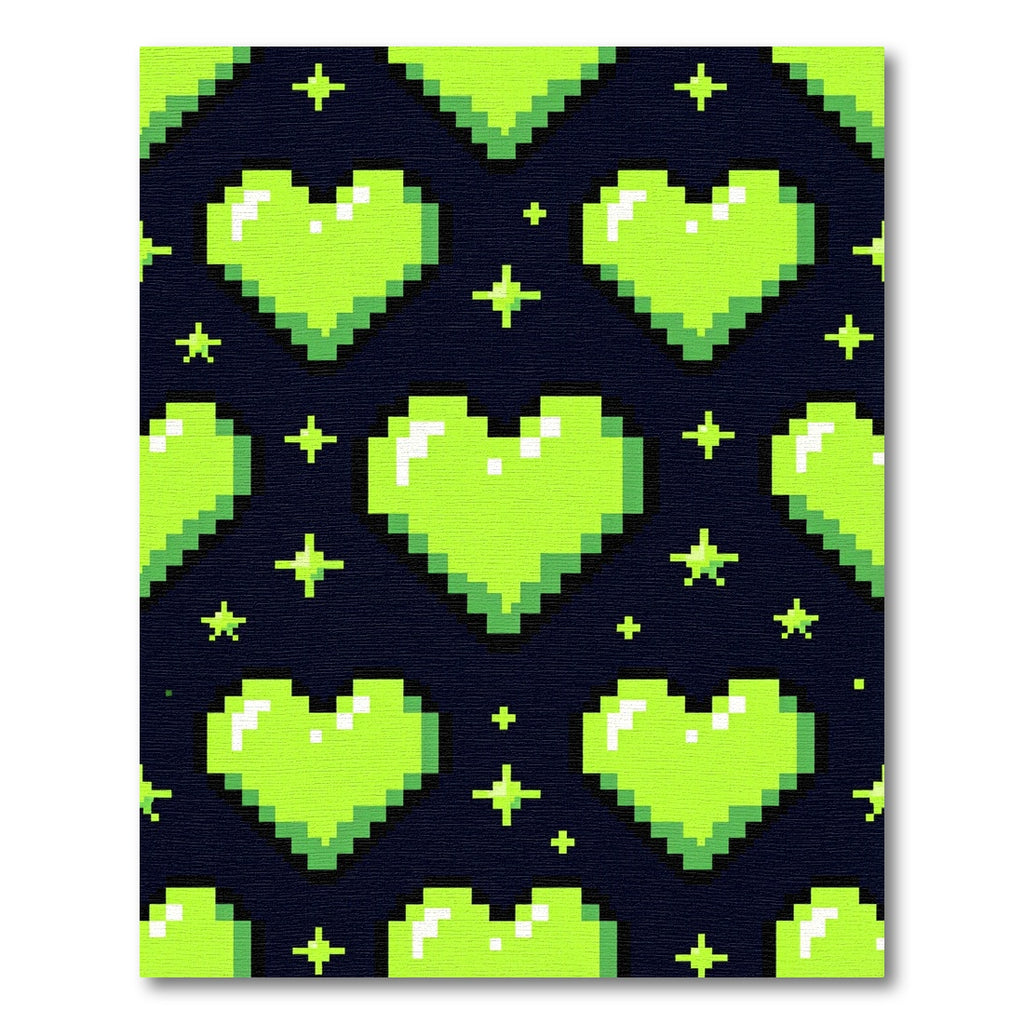 Neon Green Pixel Heart Sparkle Aesthetic Rug