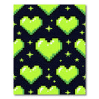 Neon Green Pixel Heart Sparkle Aesthetic Rug