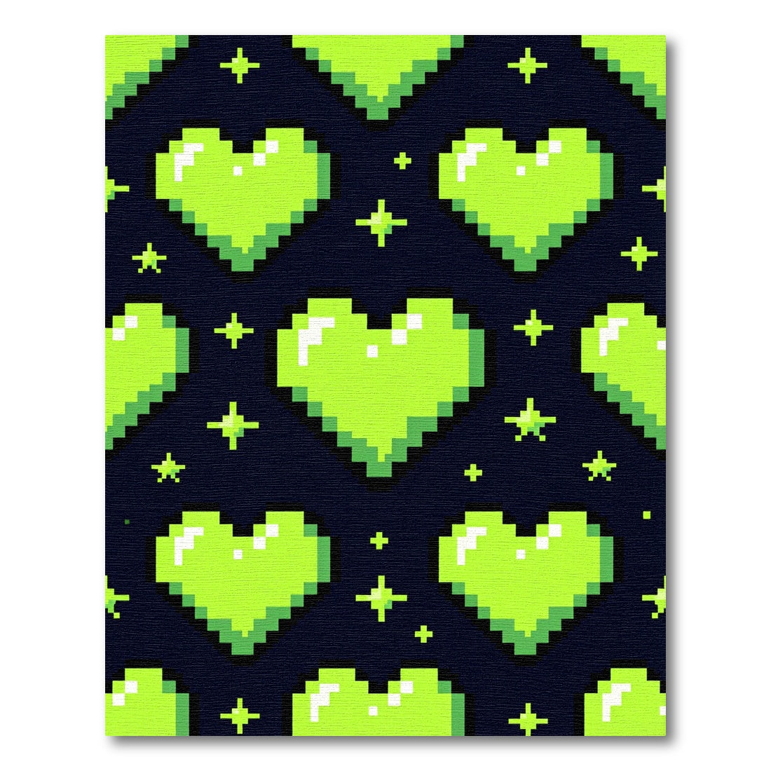 Neon Green Pixel Heart Sparkle Aesthetic Rug