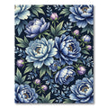 Elegant Navy Blue Peony Botanical Garden Rug