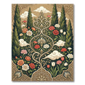Earthy Floral Garden Cypress Medallion Rug
