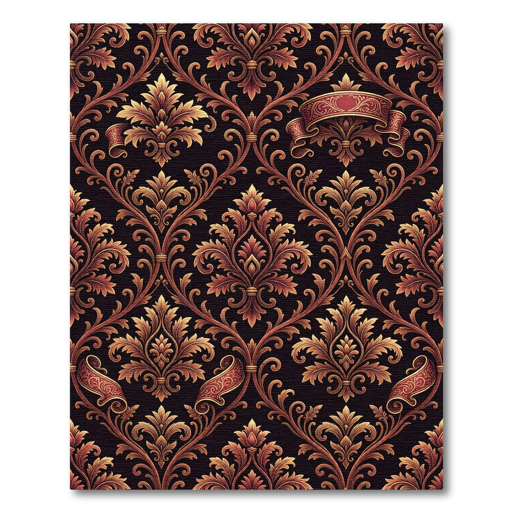Rich Red Golden Acanthus Swirl Rug